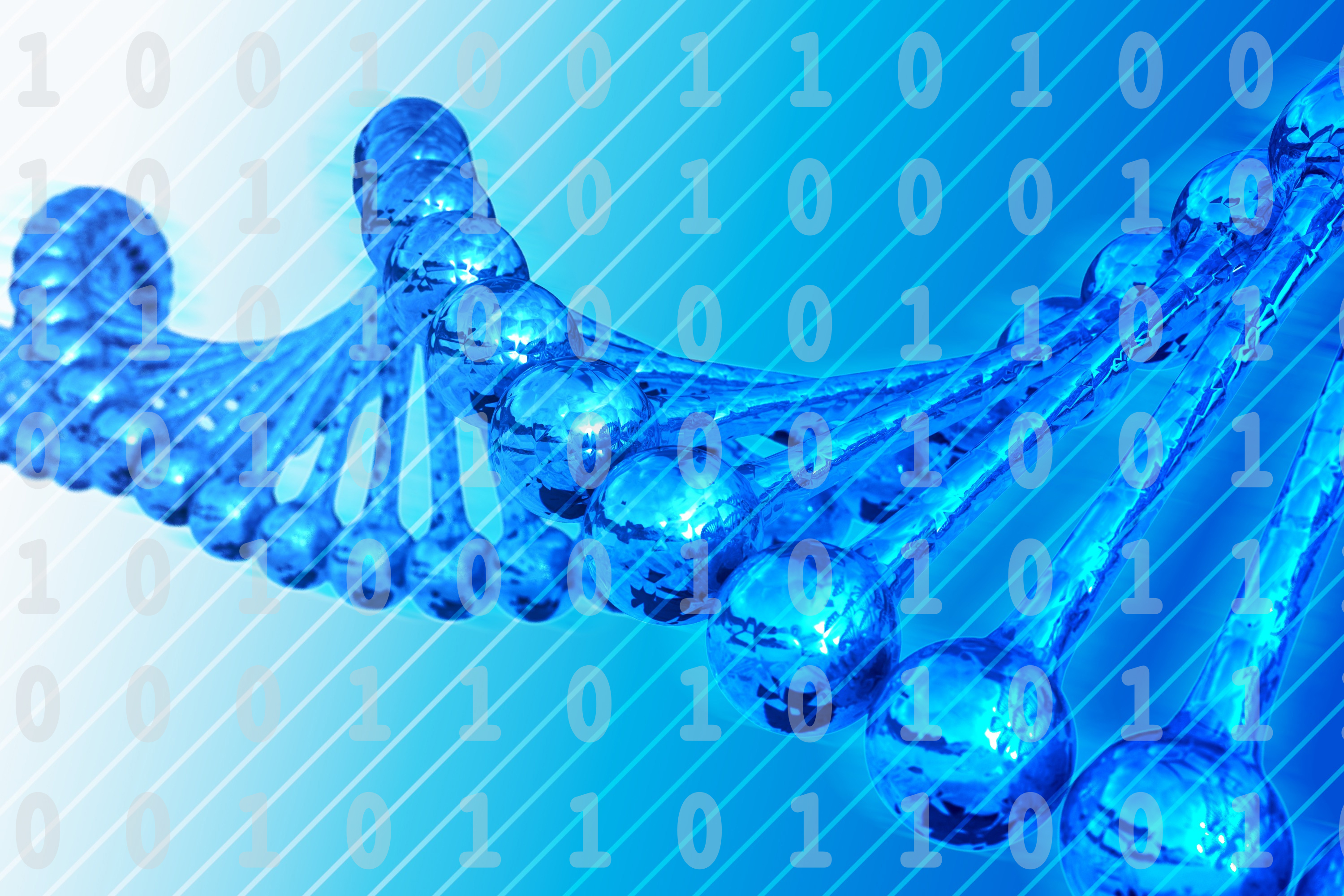 artistic image of dna with binary background