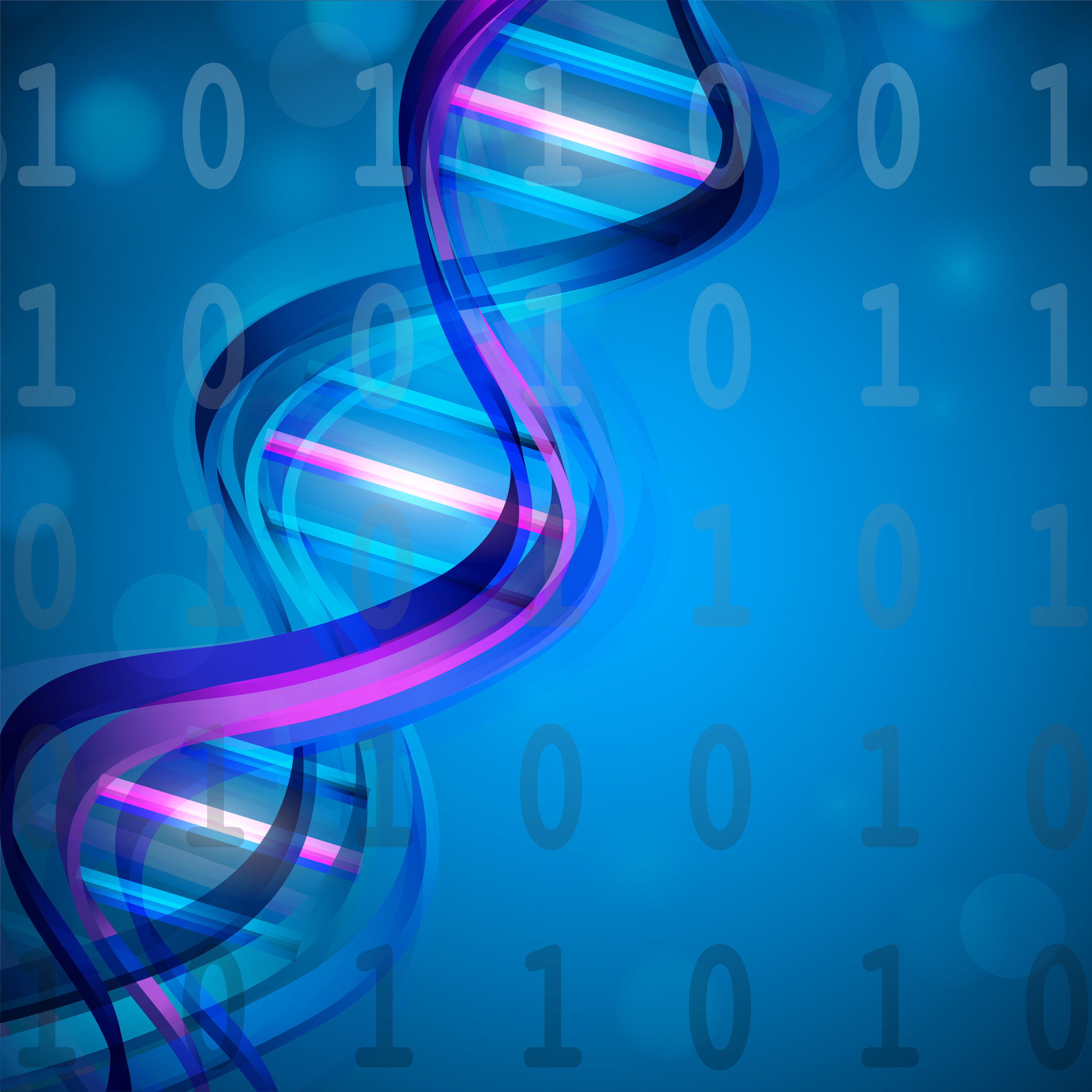 colorful DNA segment against binary background