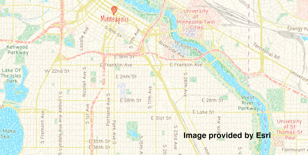 map of Minneapolis showing U of M Twin Cities